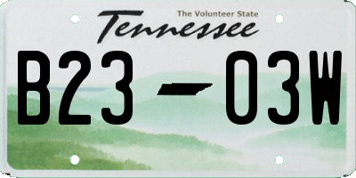 TN license plate B2303W