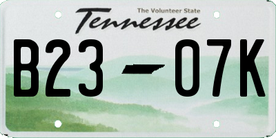 TN license plate B2307K