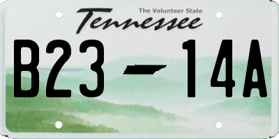 TN license plate B2314A