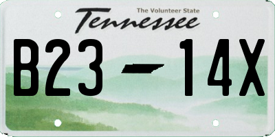TN license plate B2314X