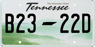 TN license plate B2322D