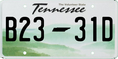 TN license plate B2331D