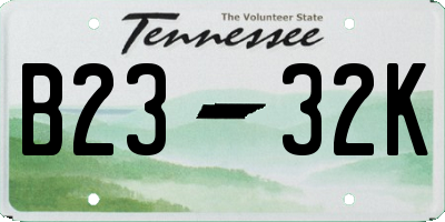 TN license plate B2332K