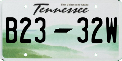 TN license plate B2332W