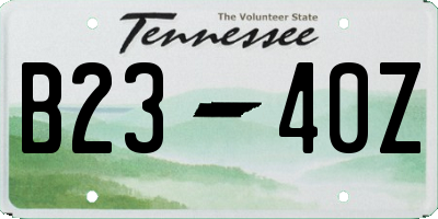 TN license plate B2340Z