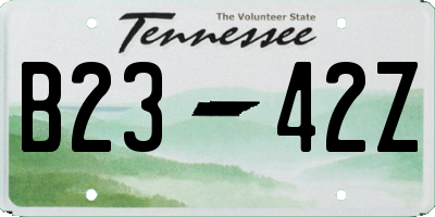 TN license plate B2342Z