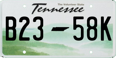 TN license plate B2358K