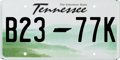 TN license plate B2377K