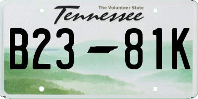 TN license plate B2381K
