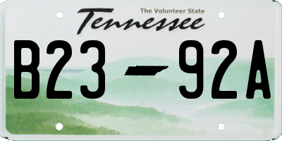 TN license plate B2392A