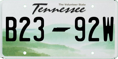 TN license plate B2392W