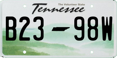 TN license plate B2398W