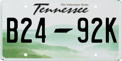 TN license plate B2492K
