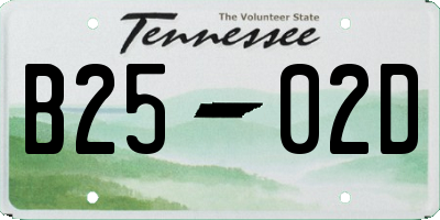 TN license plate B2502D