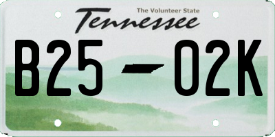 TN license plate B2502K