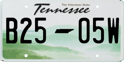 TN license plate B2505W