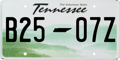 TN license plate B2507Z