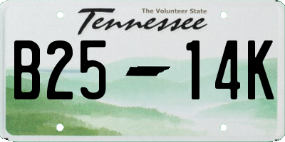 TN license plate B2514K