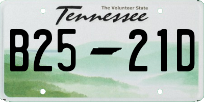 TN license plate B2521D