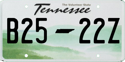 TN license plate B2522Z