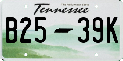 TN license plate B2539K