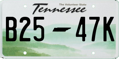 TN license plate B2547K