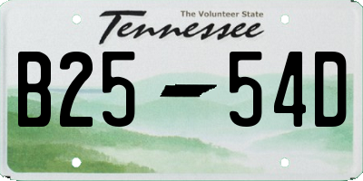 TN license plate B2554D