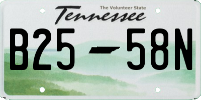 TN license plate B2558N