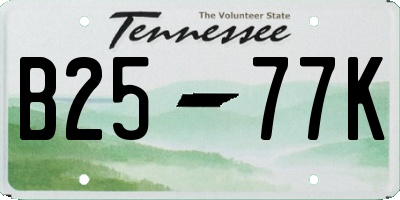 TN license plate B2577K