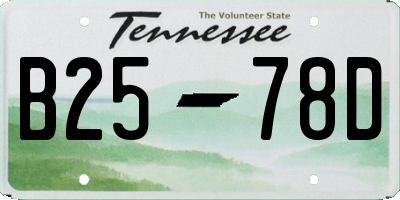 TN license plate B2578D