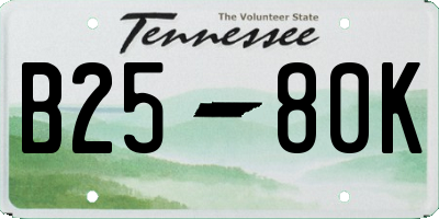 TN license plate B2580K
