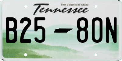 TN license plate B2580N