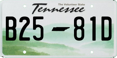 TN license plate B2581D