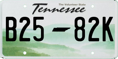 TN license plate B2582K