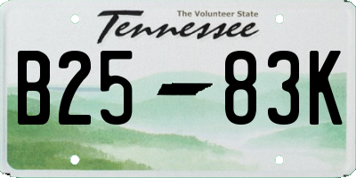 TN license plate B2583K