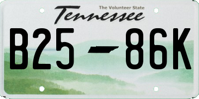 TN license plate B2586K