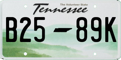 TN license plate B2589K