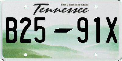 TN license plate B2591X