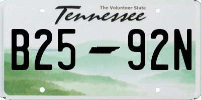 TN license plate B2592N