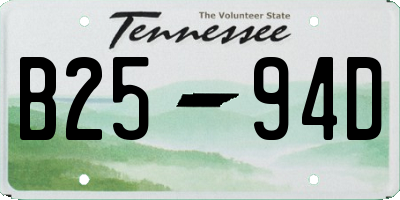 TN license plate B2594D