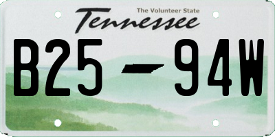 TN license plate B2594W