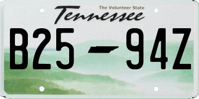 TN license plate B2594Z
