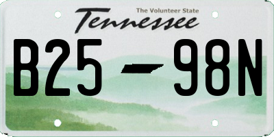 TN license plate B2598N