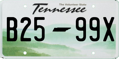 TN license plate B2599X