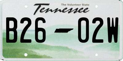 TN license plate B2602W