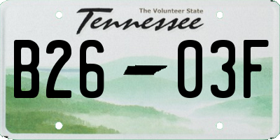 TN license plate B2603F