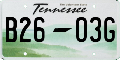 TN license plate B2603G