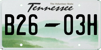 TN license plate B2603H