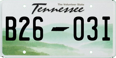 TN license plate B2603I