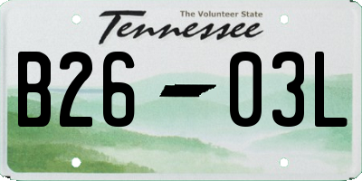 TN license plate B2603L